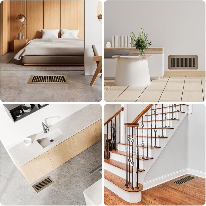Floor Register 4x10, 6 Pack Floor Vent Covers for Home Floor Heavy Duty Steel Walkable Floor Vents Air Vent Covers for