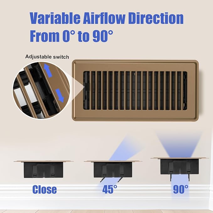 Floor Register 4x10, Adjustable Floor Vent Covers for Home Floor, Wall, Heavy Duty Walkable Steel Floor Vents, Rust-Proof