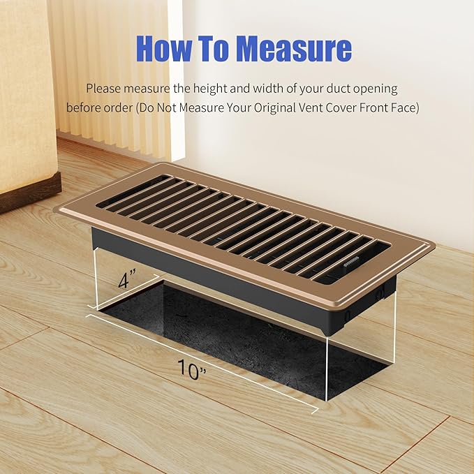 Floor Register 4x10, Adjustable Floor Vent Covers for Home Floor, Wall, Heavy Duty Walkable Steel Floor Vents, Rust-Proof