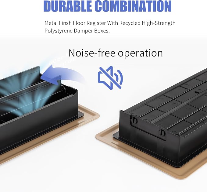 Floor Register 4x10, Brown Floor Vent Covers for Home Floor, Sidewall, Heavy Duty Steel Walkable Floor Grates, Adjustable Air