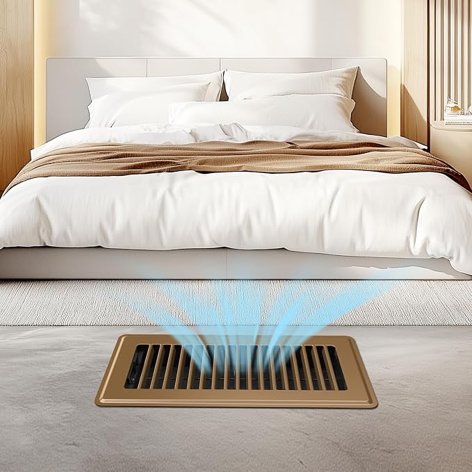 Floor Register 4x10, Brown Floor Vent Covers for Home Floor, Sidewall, Heavy Duty Steel Walkable Floor Grates, Adjustable Air