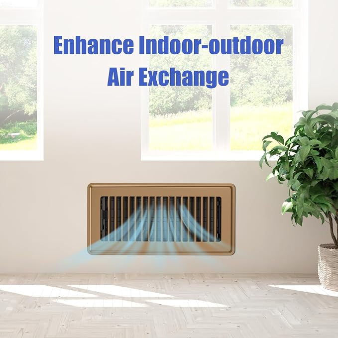 Floor Register 4x10, Brown Floor Vent Covers for Home Floor, Sidewall, Heavy Duty Steel Walkable Floor Grates, Adjustable Air