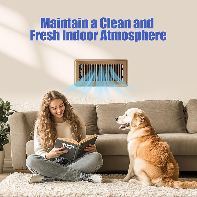 Floor Register 4x10, Brown Floor Vent Covers for Home Floor, Sidewall, Heavy Duty Steel Walkable Floor Grates, Adjustable Air