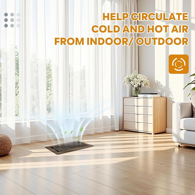 Floor Register 4x10, Floor Vent Covers Brown, 2 Pack Heavy Duty Steel Walkable Floor Grates, for Sidewall and Floor
