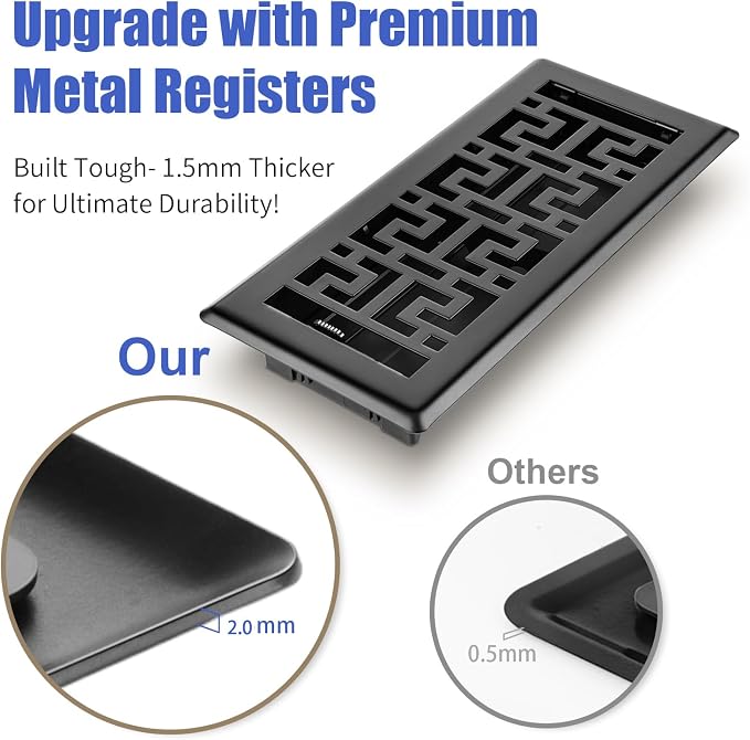 Floor Register 4X10 Inch Floor Vent Covers Heavy Duty Steel Floor Vents Adjustable Vent Register with Rust Resistant Coated