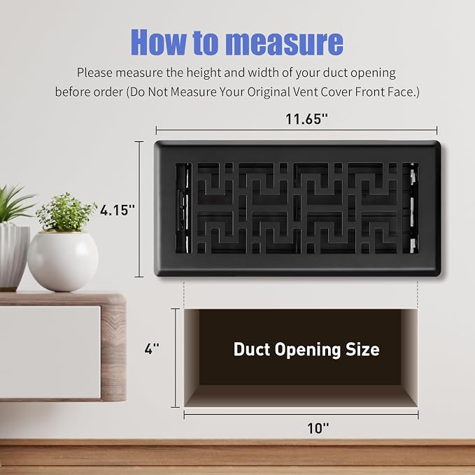 Floor Register 4X10 Inch Floor Vent Covers Heavy Duty Steel Floor Vents Adjustable Vent Register with Rust Resistant Coated