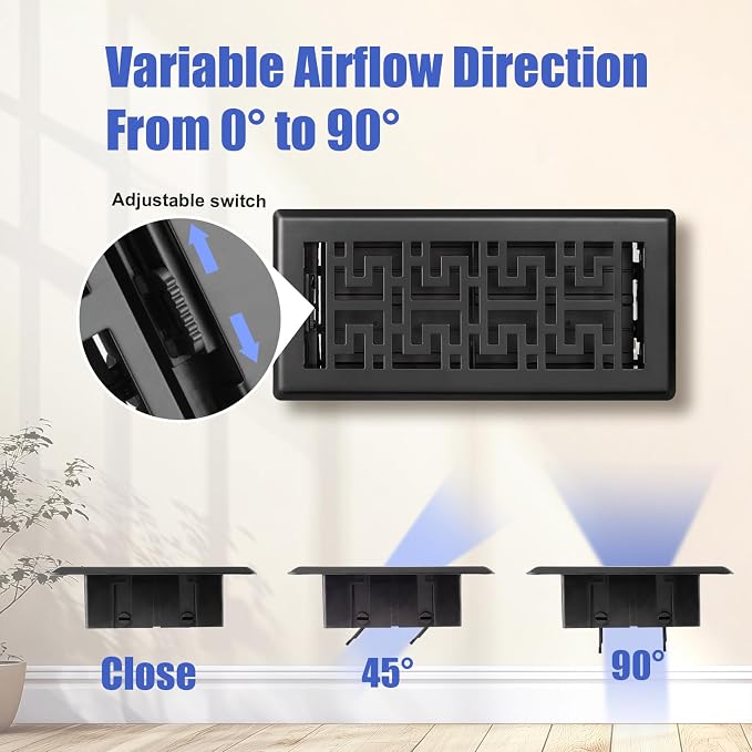 Floor Register 4X10 Inch Floor Vent Covers Heavy Duty Steel Floor Vents Adjustable Vent Register with Rust Resistant Coated