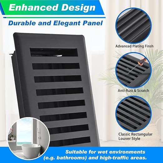 Floor Register 4X10 Inches, Heavy Duty Walkable Floor Vent Covers, Easy Adjust Air Supply Lever Decorative Floor Vents - Vent