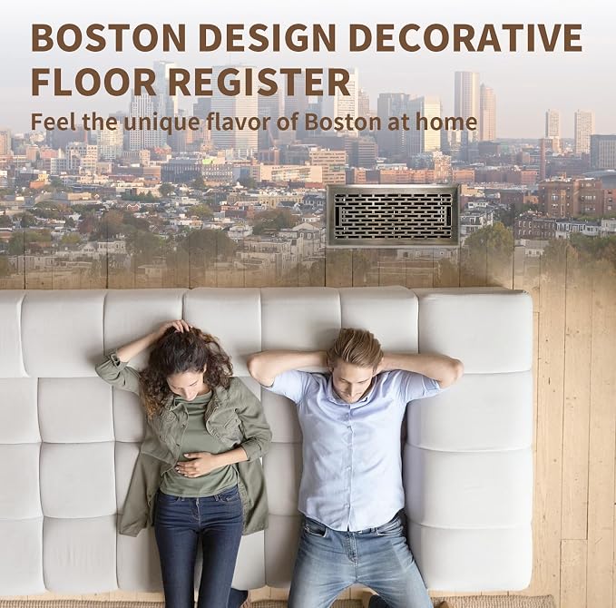 Floor Register 4x10 Inches Heavy Duty Walkable Steel Floor Vents Ease Adjust Air Flow Direction Floor Registers - Boston