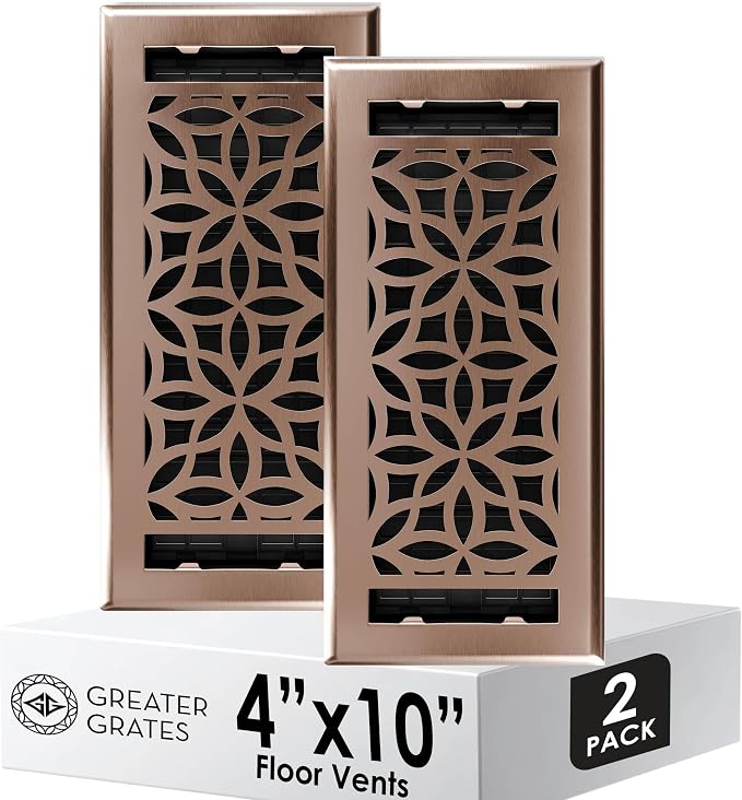 Floor Register 4x10 Vent Cover – 2 Pack – Heavy-Duty Steel, Rustproof & Walkable Grates, Drop-in Install, Adjustable Air