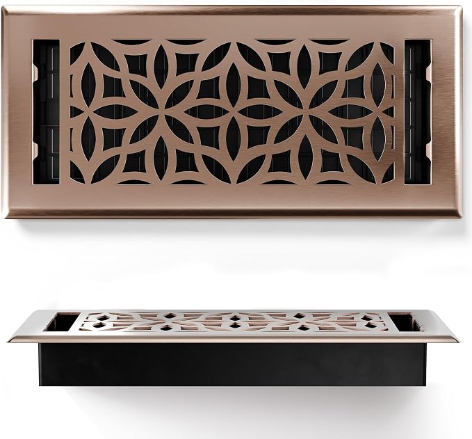 Floor Register 4x10 Vent Cover – 2 Pack – Heavy-Duty Steel, Rustproof & Walkable Grates, Drop-in Install, Adjustable Air