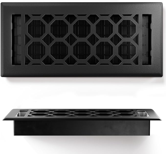 Floor Register 4x10 Vent Cover – 2 Pack – Heavy-Duty Steel, Rustproof & Walkable Grates, Drop-in Install, Adjustable Air