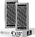 Floor Register 4x10 Vent Cover – 2 Pack – Heavy-Duty Steel, Rustproof & Walkable Grates, Drop-in Install, Adjustable Air