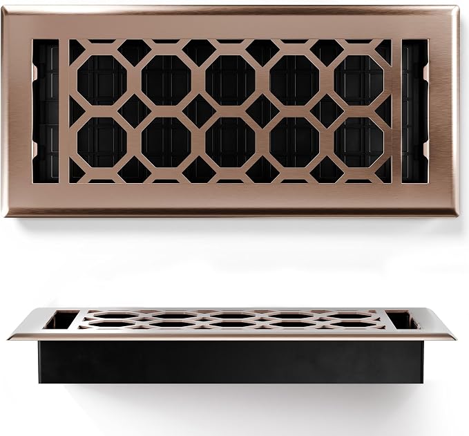 Floor Register 4x10 Vent Cover – 8 Pack – Heavy-Duty Steel, Rustproof & Walkable Grates, Drop-in Install, Adjustable Air