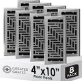 Floor Register 4x10 Vent Cover – 8 Pack – Heavy-Duty Steel, Rustproof & Walkable Grates, Drop-in Install, Adjustable Air