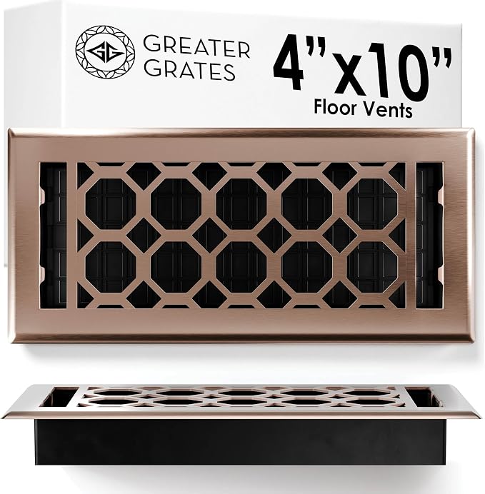 Floor Register 4x10 Vent Cover – Heavy-Duty Steel, Rustproof & Walkable Grates, Easy Drop-in Install, Adjustable Air Supply
