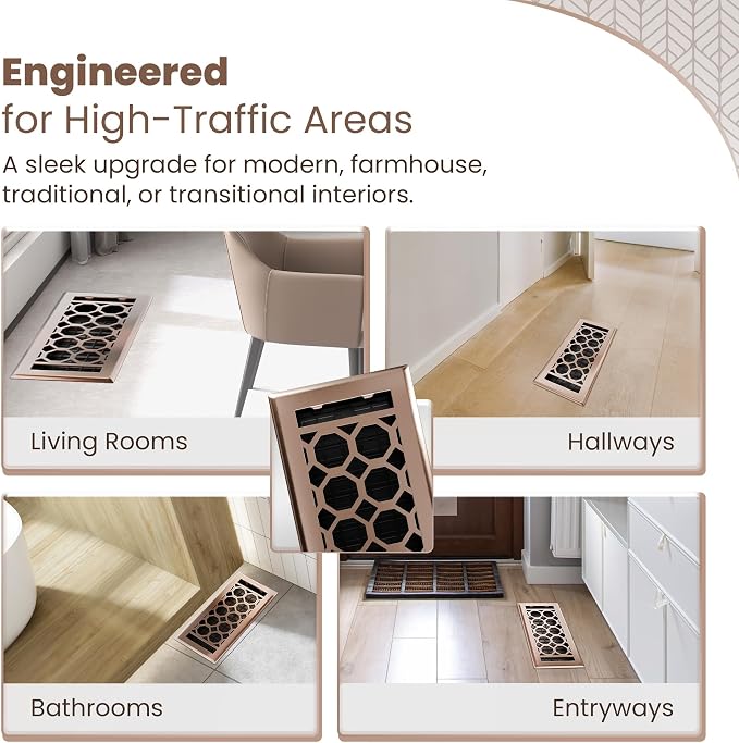 Floor Register 4x10 Vent Cover – Heavy-Duty Steel, Rustproof & Walkable Grates, Easy Drop-in Install, Adjustable Air Supply