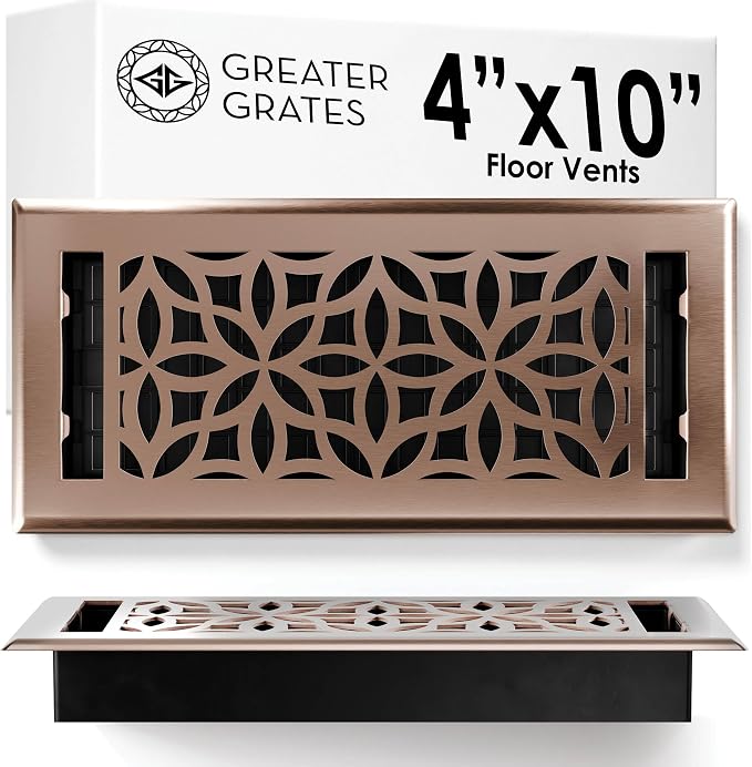 Floor Register 4x10 Vent Cover – Heavy-Duty Steel, Rustproof & Walkable Grates, Easy Drop-in Install, Adjustable Air Supply