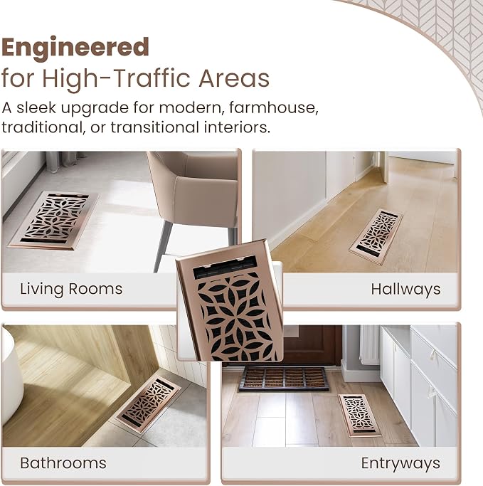 Floor Register 4x10 Vent Cover – Heavy-Duty Steel, Rustproof & Walkable Grates, Easy Drop-in Install, Adjustable Air Supply