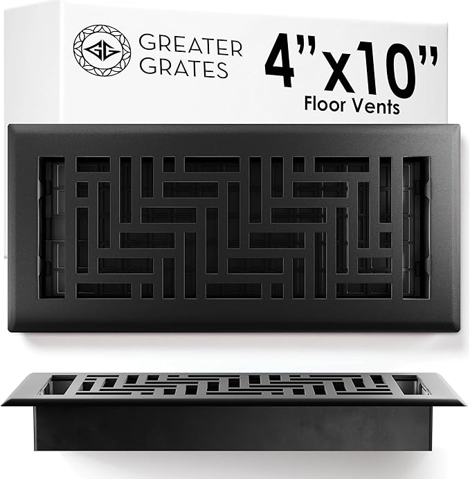 Floor Register 4x10 Vent Cover – Heavy-Duty Steel, Rustproof & Walkable Grates, Easy Drop-in Install, Adjustable