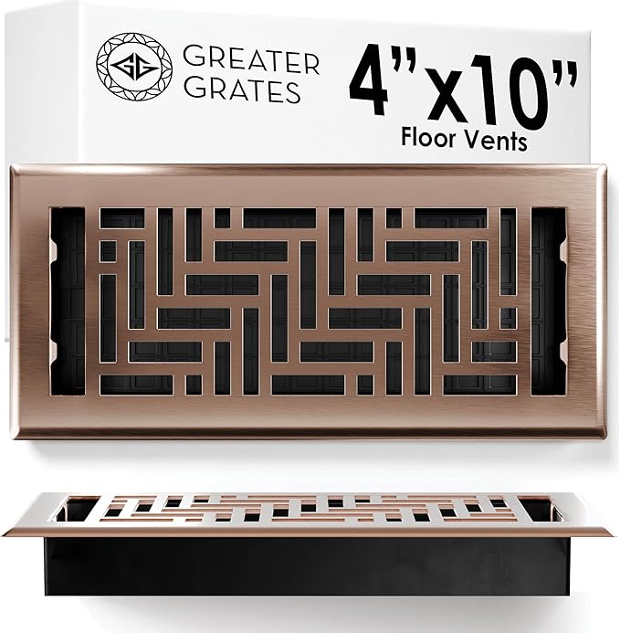 Floor Register 4x10 Vent Cover – Heavy-Duty Steel, Rustproof & Walkable Grates, Easy Drop-in Install, Adjustable