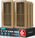 Floor Register 4x12, 6 Pack Floor Vent Covers, Steel Adjustable Air Supply Grille Register Vent Cover Grill for Sidewall and