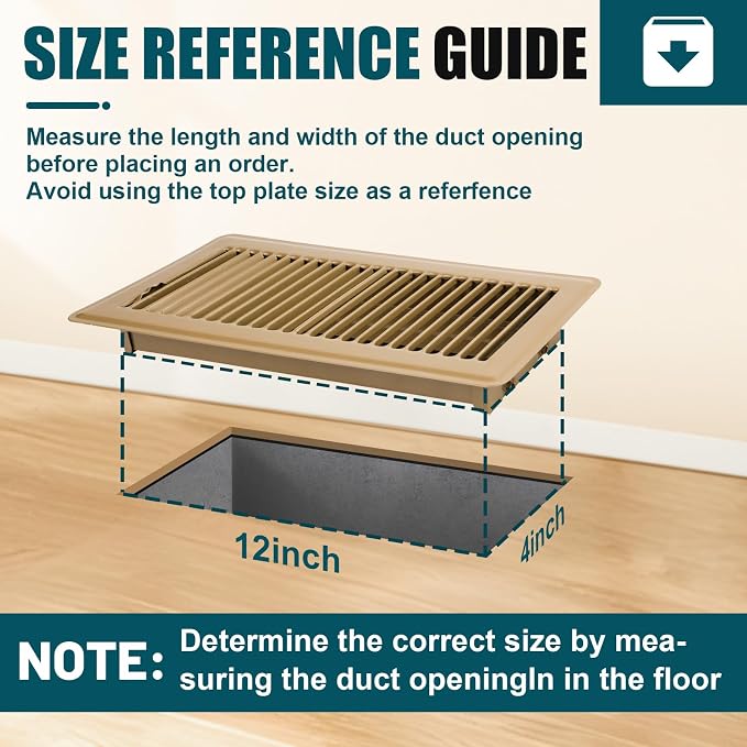 Floor Register 4x12, 6 Pack Floor Vent Covers, Steel Adjustable Air Supply Grille Register Vent Cover Grill for Sidewall and