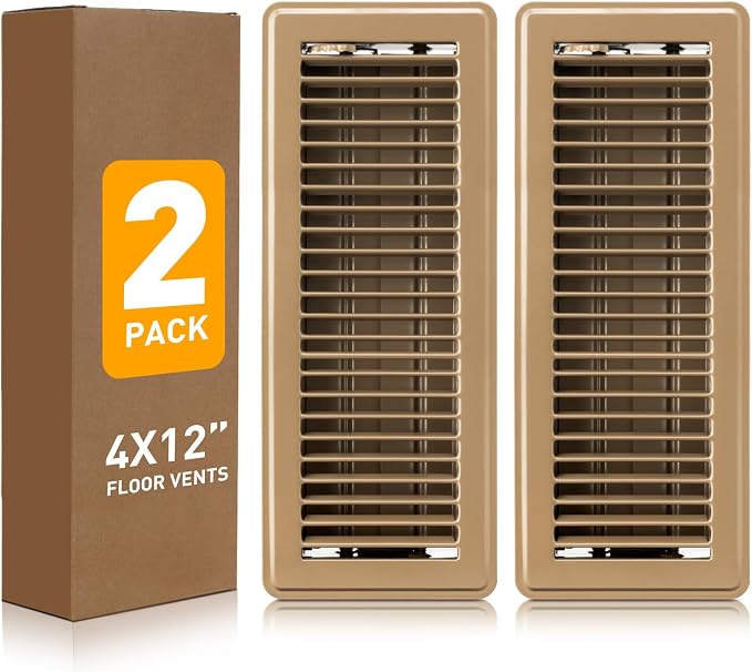 Floor Register 4x12, Heavy Duty Steel Walkable Floor Vent Covers, Air Vent Covers with Adjustable Air Supply Lever for Home