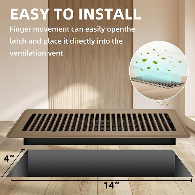 Floor Register 4x14, 4 Pack Floor Vent Covers for Home Floor Heavy Duty Steel Walkable Floor Vents Air Vent Covers for