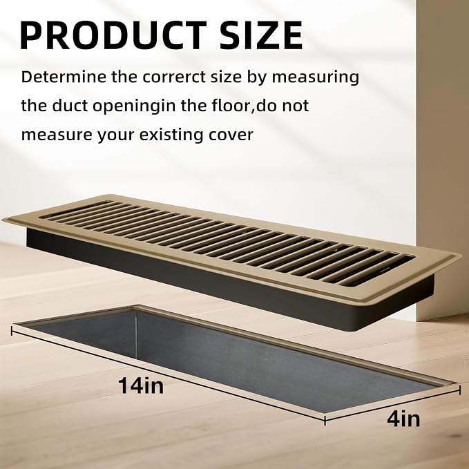 Floor Register 4x14, 4 Pack Floor Vent Covers for Home Floor Heavy Duty Steel Walkable Floor Vents Air Vent Covers for