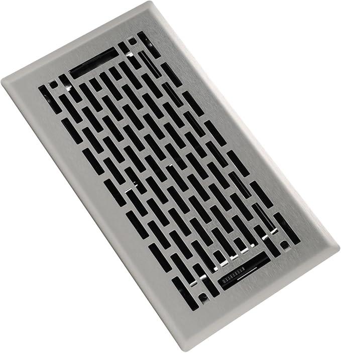 Floor Register 4x8 Inches - Heavy Duty Walkable Steel Floor Vents - Ease Adjust Air Flow Direction Floor Registers - Satin