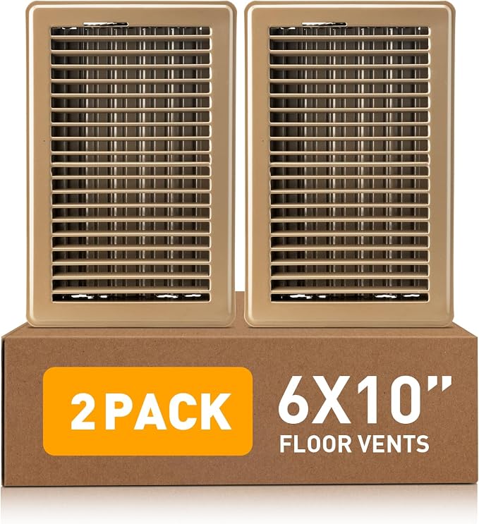 Floor Register 6 x 10 Inch 2 Pack, Floor Vent Covers for Home Floor, Sidewall, Premium Finish Air Vent Cover with Easy Adjust