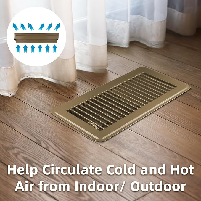 Floor Register 6 x 10 Inch 2 Pack, Floor Vent Covers for Home Floor, Sidewall, Premium Finish Air Vent Cover with Easy Adjust