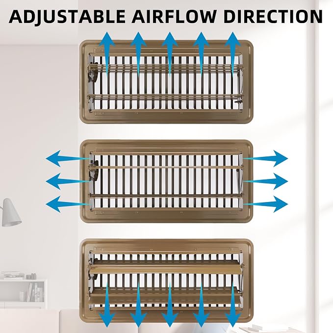 Floor Register 6 x 14 Inch 2 Pack, Floor Vent Covers for Home Floor, Sidewall, Premium Finish Register Vent Covers with Easy
