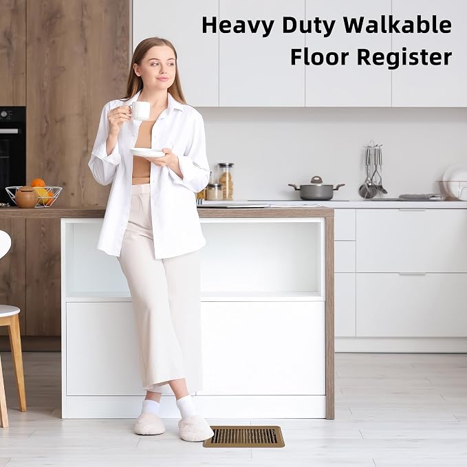 Floor Register 6 x 14 Inch 2 Pack, Floor Vent Covers for Home Floor, Sidewall, Premium Finish Register Vent Covers with Easy