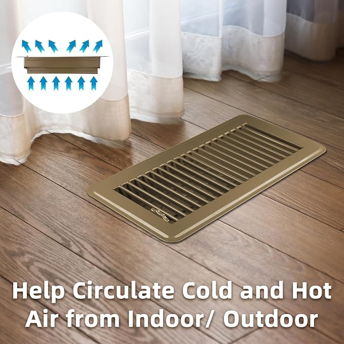 Floor Register 6 x 14 Inch 2 Pack, Floor Vent Covers for Home Floor, Sidewall, Premium Finish Register Vent Covers with Easy
