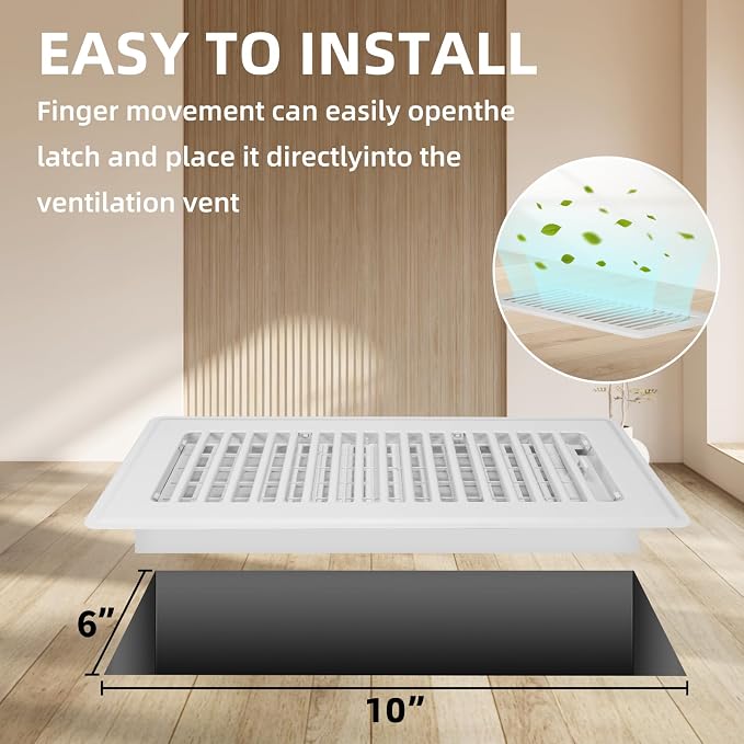 Floor Register 6x10-4 Pack Vent Covers for Home Floor Heavy Duty Steel Walkable Easy Adjust Air Supply Lever Cover for