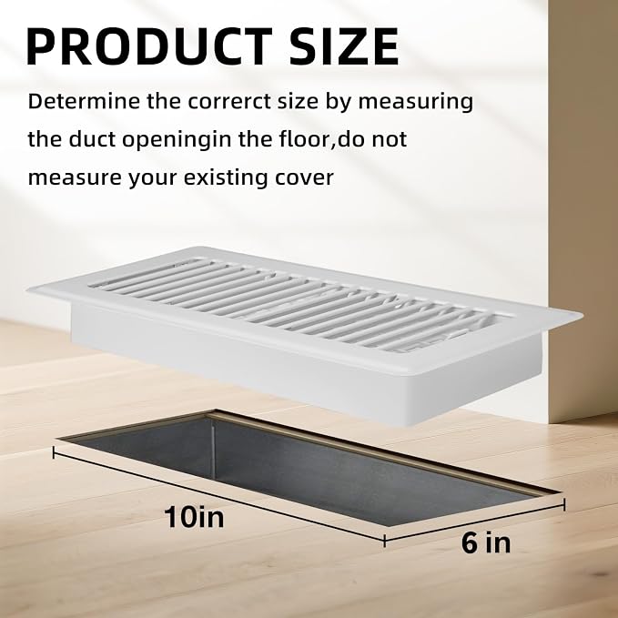 Floor Register 6x10-4 Pack Vent Covers for Home Floor Heavy Duty Steel Walkable Easy Adjust Air Supply Lever Cover for