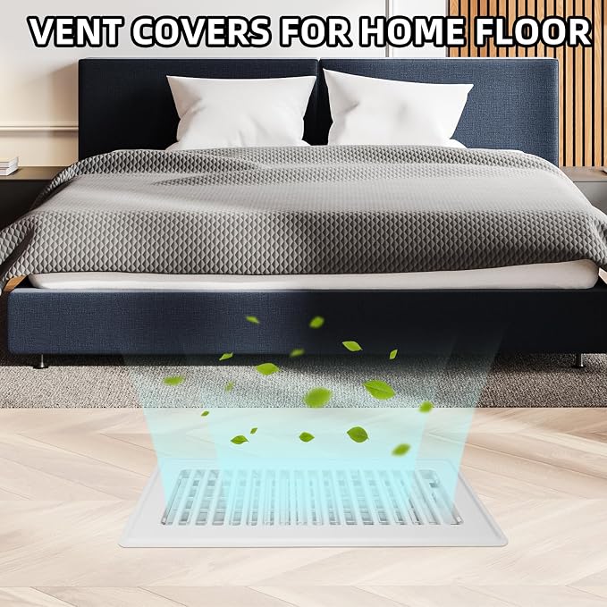 Floor Register 6x10-4 Pack Vent Covers for Home Floor Heavy Duty Steel Walkable Easy Adjust Air Supply Lever Cover for