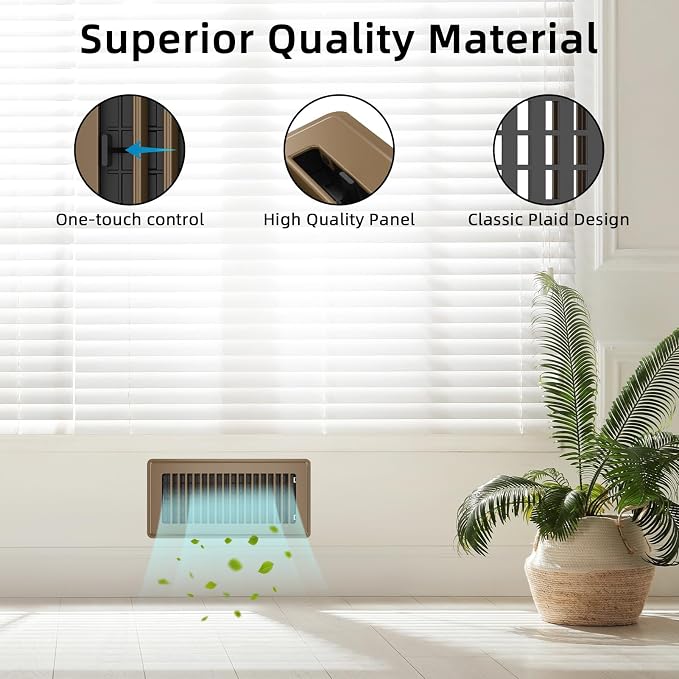 Floor Register 6x10, 6 Pack Floor Vent Covers for Home Floor Heavy Duty Steel Walkable Floor Vents Air Vent Covers 10x6 for