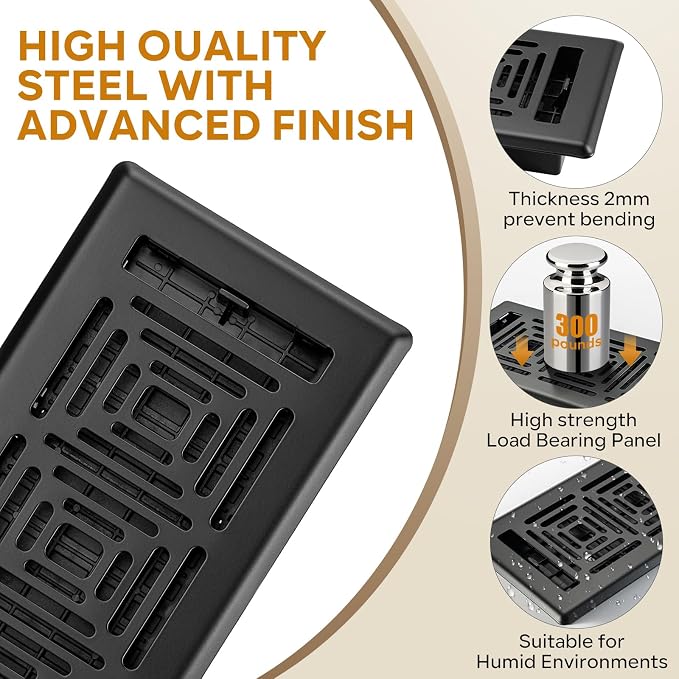 Floor Register 6x10, Heavy Duty Steel Walkable Floor Vent Covers, Adjustable Decorative Vent Covers for Home