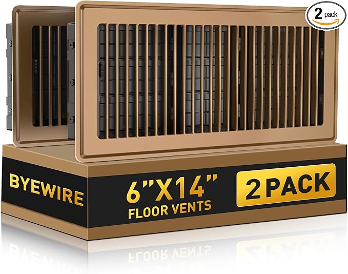 Floor Register Fits 6x14 and 14x6 Duct Opening, Heavy Duty Steel Walkable Floor Vents Covers, Adjustable Air Supply Lever