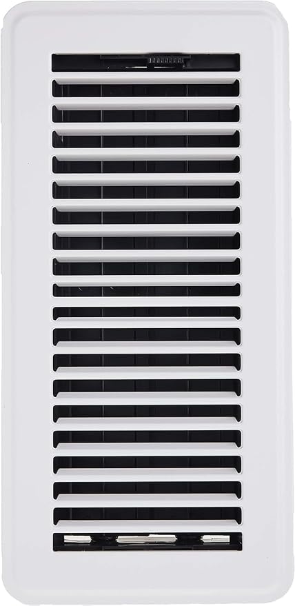 Floor Register, Includes Steel Grill and Rust-Proof Damper Box, 4" x 10", White (RGFW104), product image