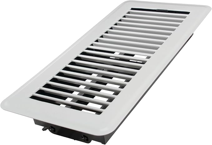 Floor Register, Includes Steel Grill and Rust-Proof Damper Box, 4" x 10", White (RGFW104), alternate product view 2
