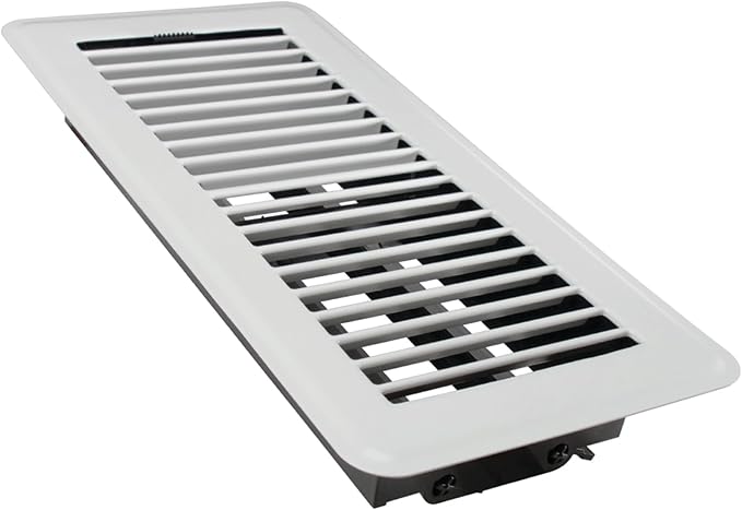 Floor Register, Includes Steel Grill and Rust-Proof Damper Box, 4" x 10", White (RGFW104), alternate product view 6