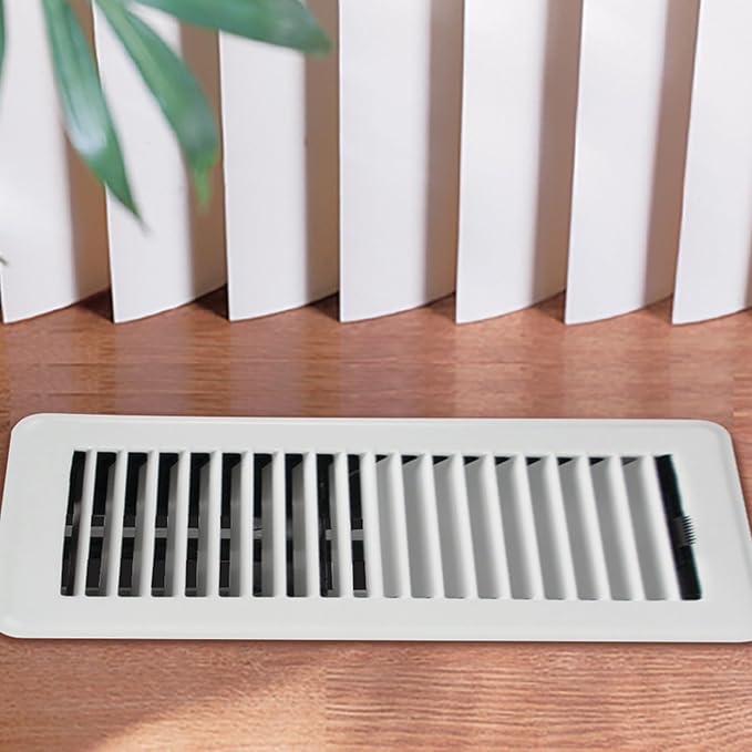Floor Register, Includes Steel Grill and Rust-Proof Damper Box, 4" x 10", White (RGFW104), alternate product view 7