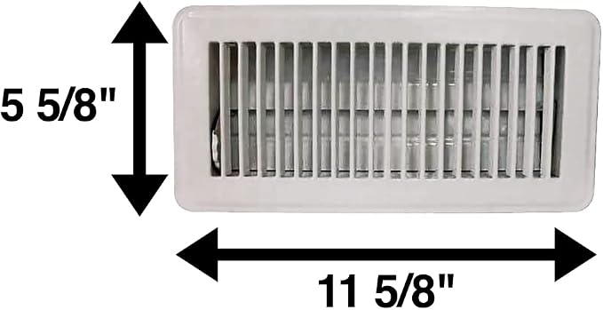 Floor Register Vent for 4-Inch by 10-Inch Vent Openings (Item Dimensions 11.5 x 5.5") - Easy Adjust Air Supply Lever
