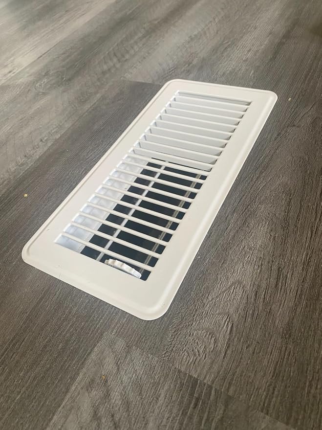 Floor Register Vent for 4-Inch by 10-Inch Vent Openings (Item Dimensions 11.5 x 5.5") - Easy Adjust Air Supply Lever