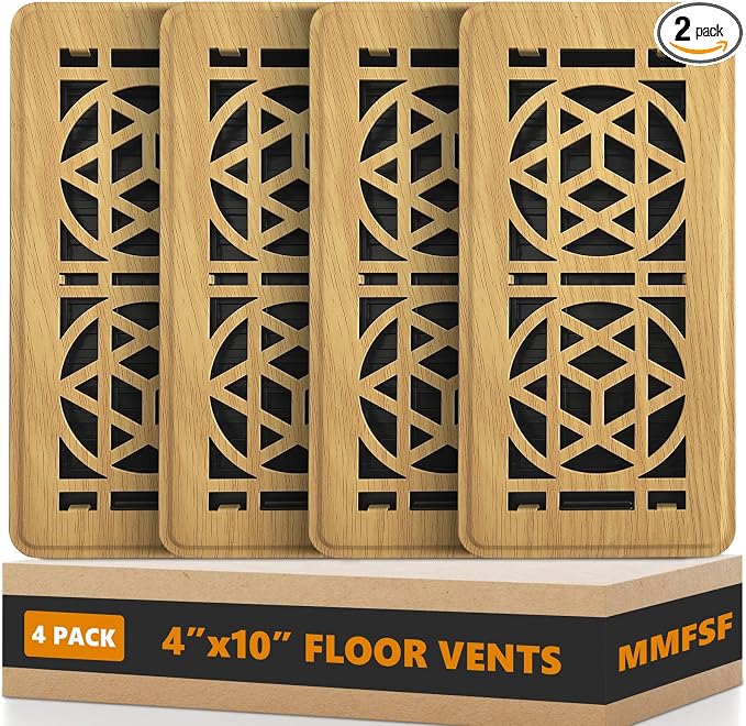 Floor Vent Covers 4 Pack,Floor Register 4x10, Heavy Duty Walkable Steel Vent Cover, Adjustable Metal Decorative Vent Covers