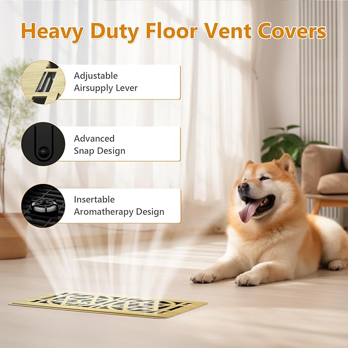 Floor Vent Covers 4 Pack,Floor Register 4x10, Heavy Duty Walkable Steel Vent Cover, Adjustable Metal Decorative Vent Covers